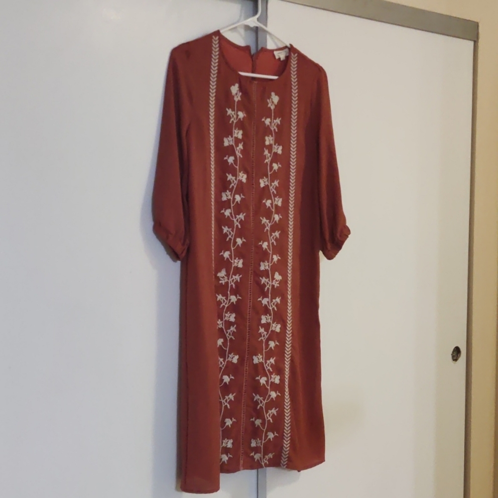 Rust Orange 3/4 Sleeve Dress Small